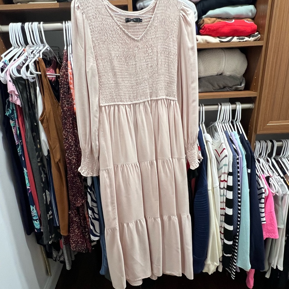 Elegant Pink Smocked Dress
